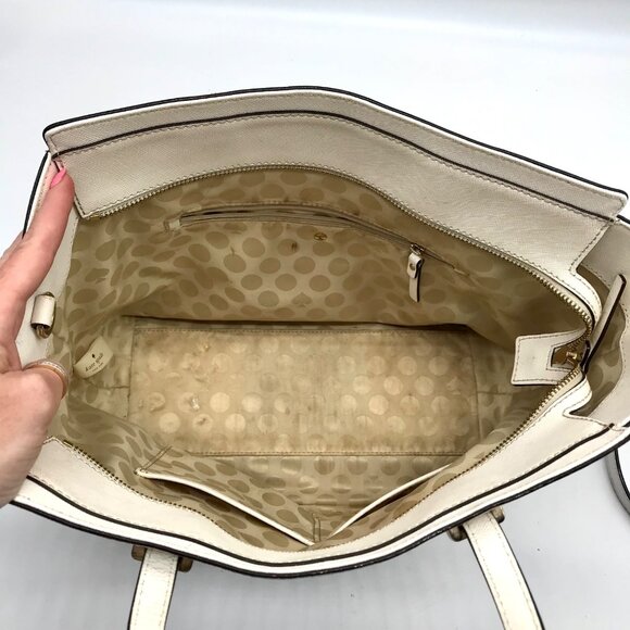 Kate Spade White Saffiano Leather Large Cedar Street Hayden Convertible Satchel - Picture 10 of 11